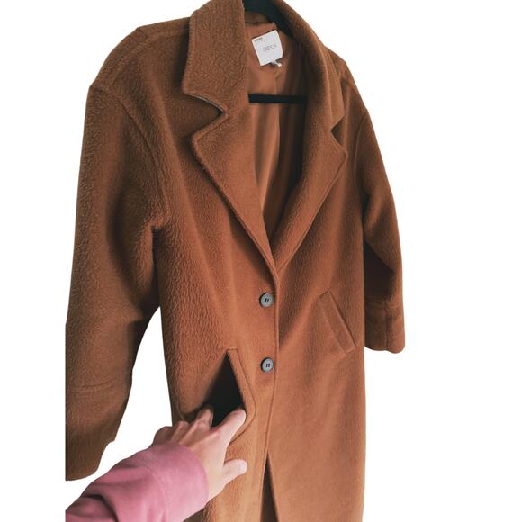 Greylin Bryce Brushed Oversized Long Coat Brown Button XS Winter Quiet Luxury - Picture 11 of 14